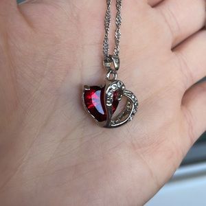 Silver heart and CZ necklace
